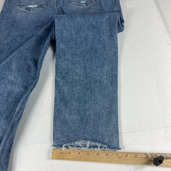 Edgely Jeans Women's 33x26* High Rise Straight Crop Blue Distressed Denim Tag 14 - Picture 11 of 16